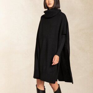 NakedCashmere Kenzie Turtleneck Cashmere Poncho in Black One SIze